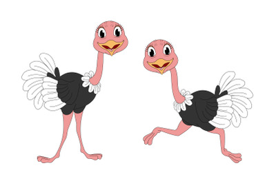 cute ostrich bird cartoon