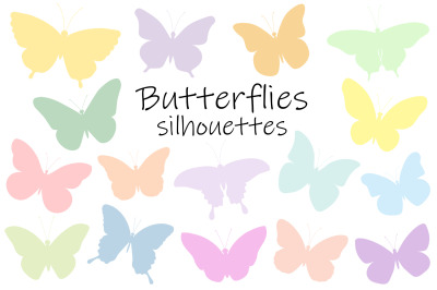 Butterflies silhouettes. Butterflies colorful. Butterfly SVG