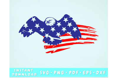Distressed American Flag with Eagle SVG, 4th of July SVG