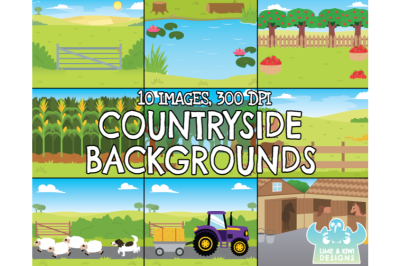 Countryside Backgrounds Clipart - Lime and Kiwi Designs