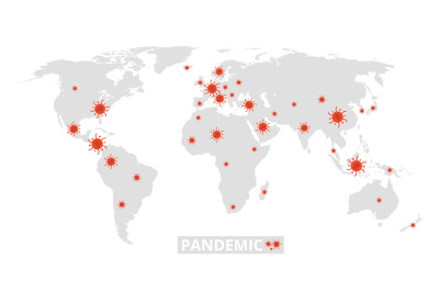 Global pandemic. World map virus epidemic. Information banner with cor