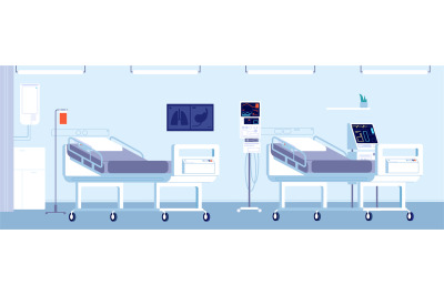 Hospital room interior. Healthcare doctor office&2C; clinic equipment. Mo