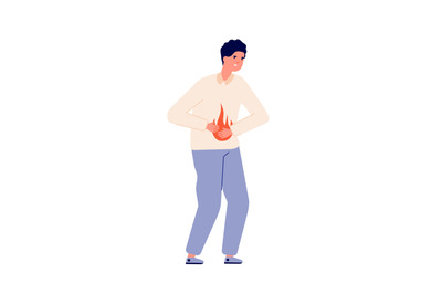 Heartburn. Person stomach problem, gastroesophageal reflux or high aci