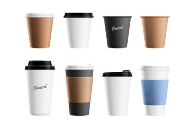 Paper cup mockup. Brown eco mug template for coffee cappuccino latte.