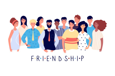 Friendship poster. People crowd, international friends or big family.