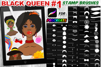 Black Queen #1 Charactor Builder Stamp Brush for Procreat