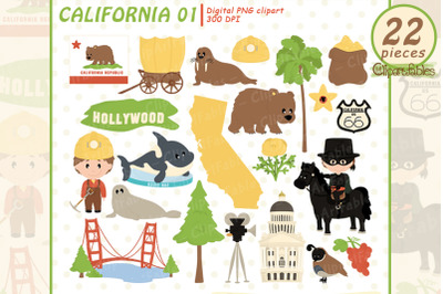 Cute CALIFORNIA STATE clipart, Travel in the USA