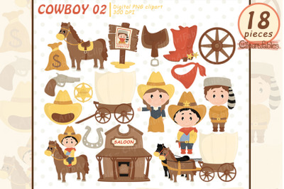 Cute COWBOY clipart, Western clip art, Sheriff illustration