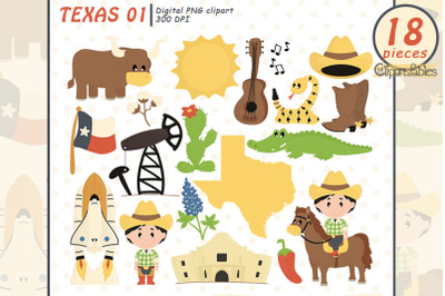 Cute TEXAS STATE clipart, Texas symbols