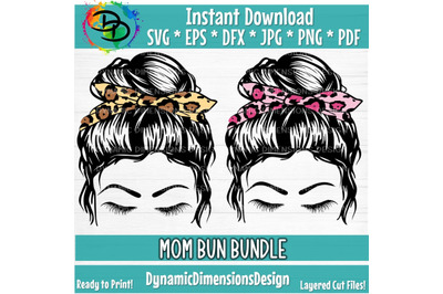 Mom Bun, PNG, Messy Hair, Cricut, Cricut svg, Silhouette svg, Leopard