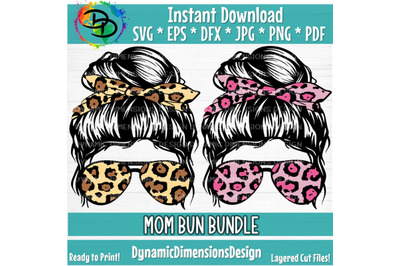 Mom Bun, PNG, Messy Hair, Cricut, Cricut svg, Silhouette svg, Leopard