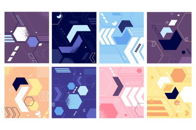 Bright geometric shapes design. Funky abstract pattern, modern minimal