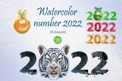 New year 2022 watercolor