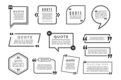 Quote bubbles set. Vector text boxes templates. Different blog frames