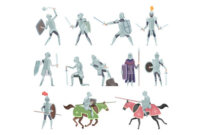 Knights. Medieval battle armor characters crusaders historical battle