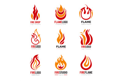 Flame logo. Burning fire graphic symbols for business identity vector