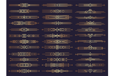 Art deco borders. Retro dividers shapes decorative ornament elements a