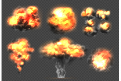 Exploding bomb. Light effect smoke and fireball dramatic explosions cl