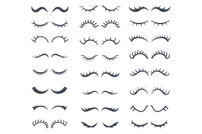 Face lashes. Pretty girl cartoon eyes vector set graphic elements lash