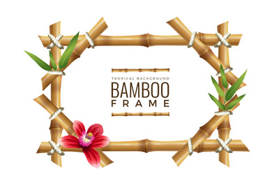 Bamboo frames background. Asian nature geometrical frame with place fo