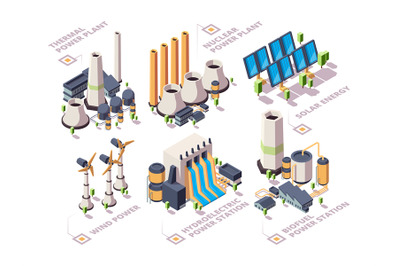 Energy systems. Powerful nature factories electric solar panels turbin