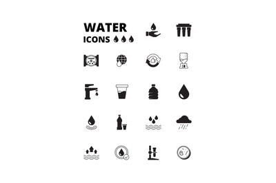 Water drops icon. Refreshing liquids recycling rain plastic bottles wi