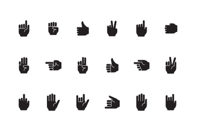 Gestures symbols. Human hands palm fingers zero one devil sign victory