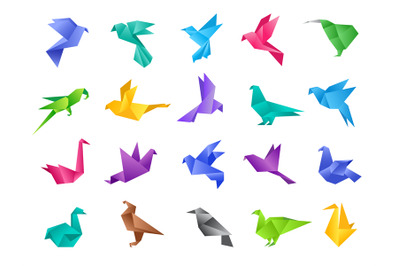 Origami birds. Stylized polygonal dove geometrical abstract shapes fro