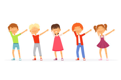 Dabbing. Kids dancing and posing school teenager groups young american