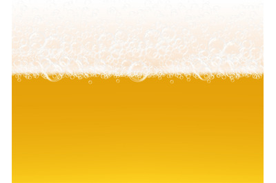 Beer foam. Transparent macro view bubbles on yellow background liquid