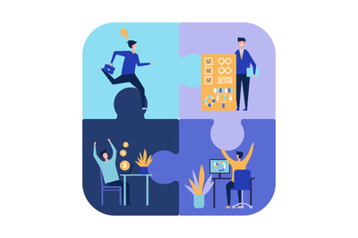 Collaboration concept. Successful teamwork vector illustration. Flat b