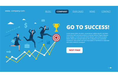 Business landing page. Successful people characters. Vector various pe