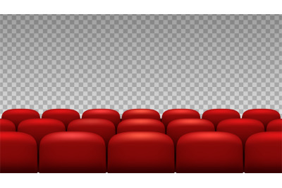 Rows seats. Red theater movie opera seats isolated on transparent back