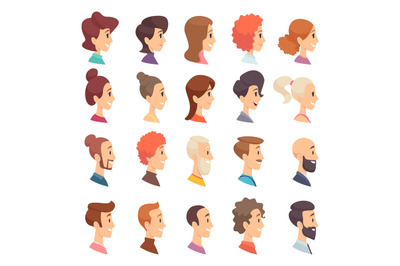 Avatars profile. Persons male and female different ages elderly bearde