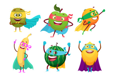 Superheroes fruits. Vegetables healthy food mascot heroes costumes ora