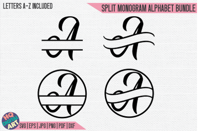 Split Monogram Alphabet Bundle SVG | 4 Letter Designs