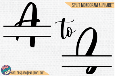 Split Monogram Alphabet SVG | 26 Split Letters