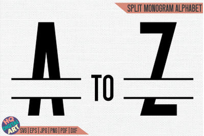 Split Monogram Alphabet SVG | 26 Split Letters
