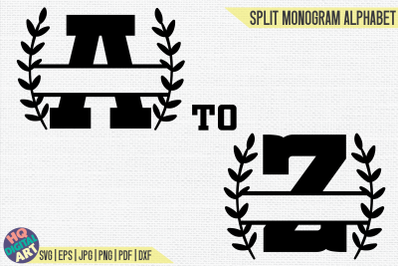 Varsity Split Monogram Alphabet with Laurel SVG | 26 Split Letters