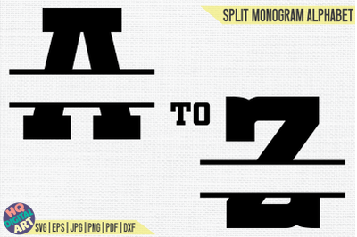 Varsity Split Monogram Alphabet SVG | 26 Split Letters