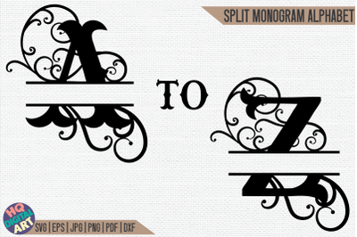 Western Split Monogram Alphabet SVG | 26 Split Letters