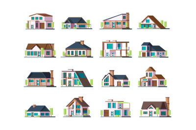 Residential house. Village building exterior modern townhouses vector