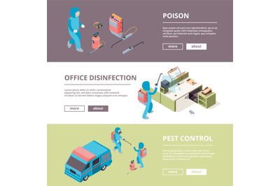 Pest. Safety chemical poison desinfection service vector banners adver