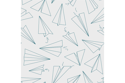 Airplane pattern. White paper linear concept background for travellers