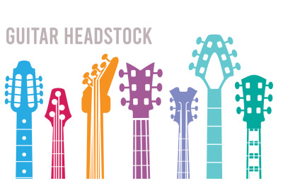 Guitar neck. Silhouettes of music instruments headstocks rock guitar v