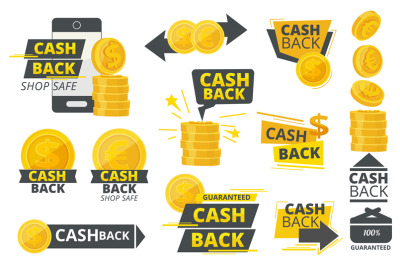 Money cash back. Promotional special offer service for markets vector