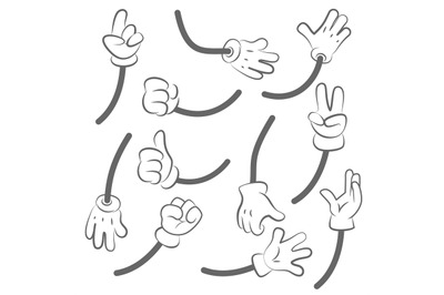 Cartoon hands. Body parts collection hands animation vector creation k