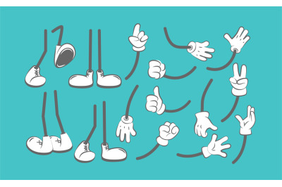 Body parts cartoon. Hands and legs animation creation kit clothing boo