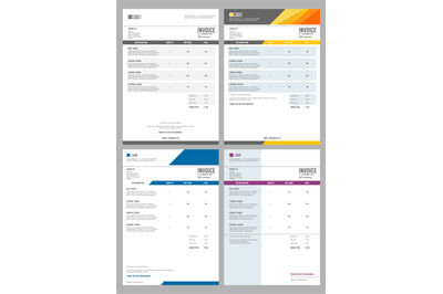 Invoice. Bills service money agreement vector print template with plac