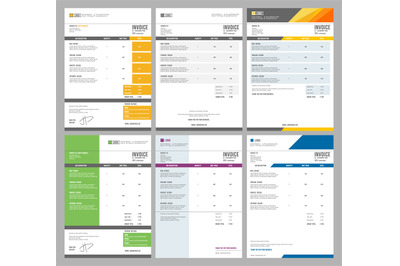 Invoice templates. Eform receipt money agreement vector design collect